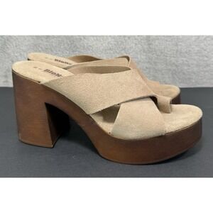 BioNatura Suede Leather Chunky‎ Block Heel Platform Brown Sandals Sz US 8 EUR 39